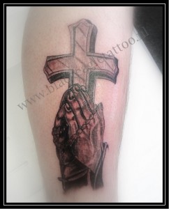 Praying Hands and Cross Calf